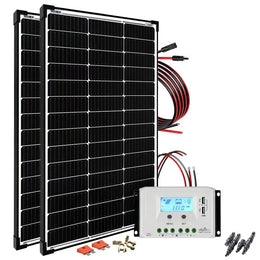 Solaranlage Komplettsystem 200W Basicpremium-L Black Frame Kabelkit Offgridtec